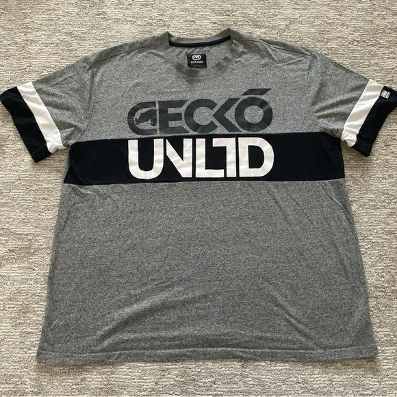 Ecko UNLTD Shirt Men's 3XL Gray Spellout Graphic Short Sleeve Hip Hop Streetwear - Picture 1 of 8